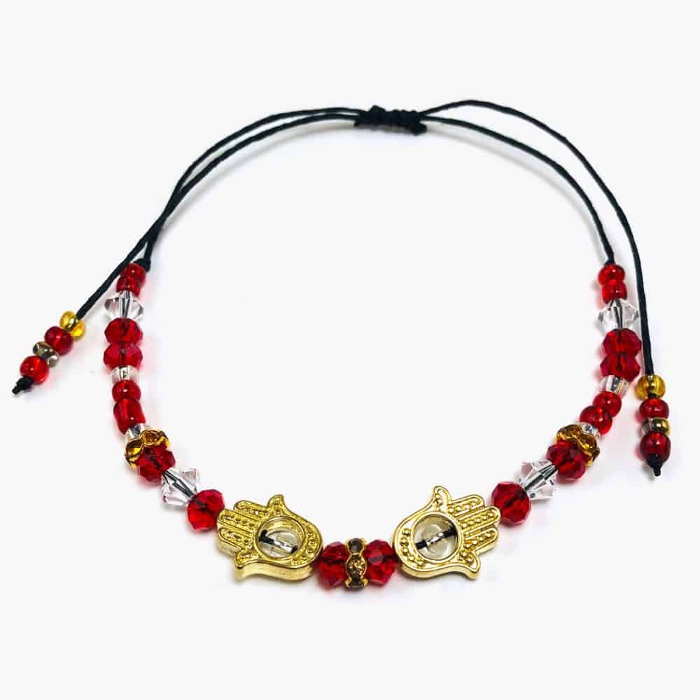 Golden Red Namaste Beaded Bracelet