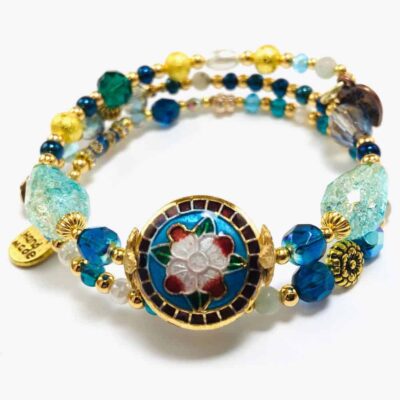 Aquamarine Fusion Beaded Bracelet Wrap by Art Filled Soul