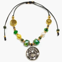 Golden Cancer Astrology Handmade Beaded Bracelet by Art Filled Soul