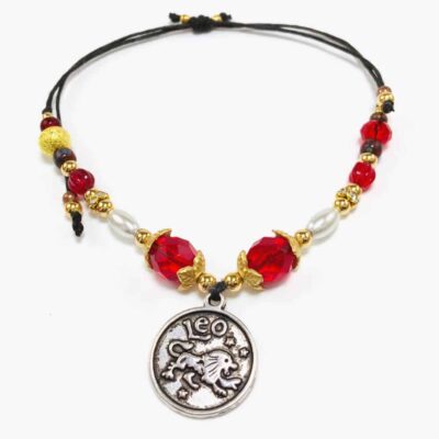 Golden Toned Leo Handmade Beaded Bracelet