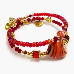 Handmade Hearts of Fire Beaded Bracelet by Art Filled Soul