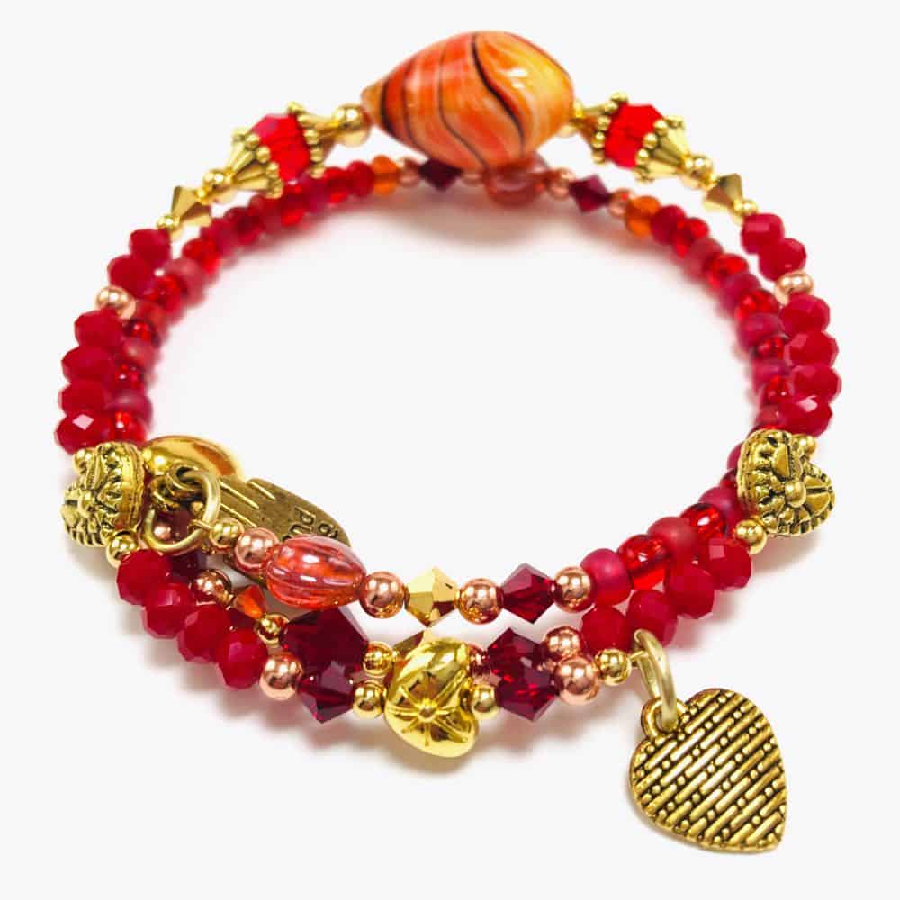 Handmade Hearts of Fire Beaded Bracelet by Art Filled Soul