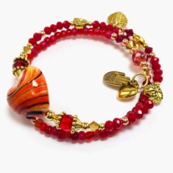 Handmade Hearts of Fire Beaded Bracelet by Art Filled Soul