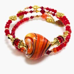 Handmade Hearts of Fire Beaded Bracelet by Art Filled Soul