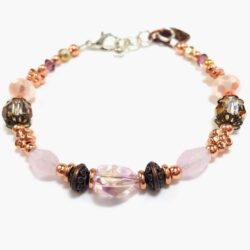 The "Pink Rose Heart Beaded Bracelet