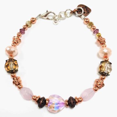 The "Pink Rose Heart Beaded Bracelet