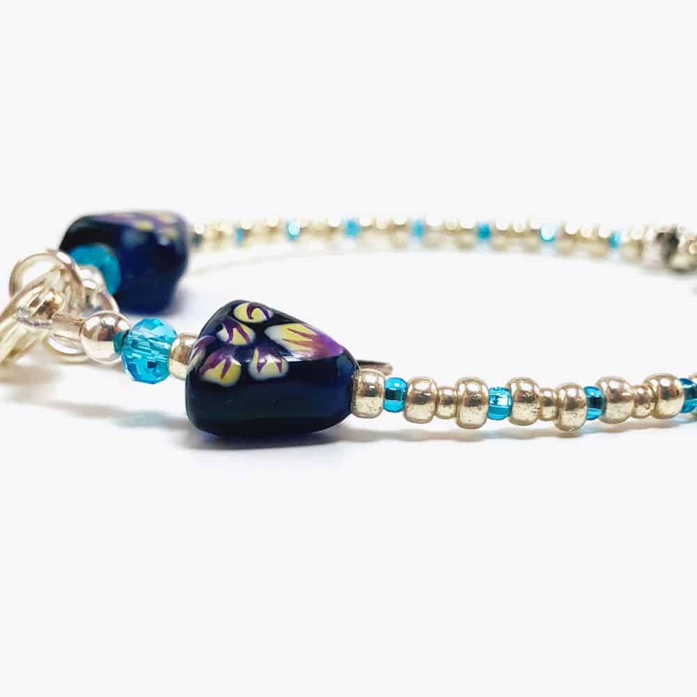 Silver Sea Turtle Micro Beaded Bracelet