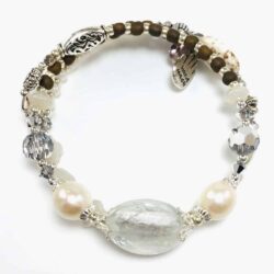 White Pearl Handmade Beaded Bracelet by Art Filled Soul