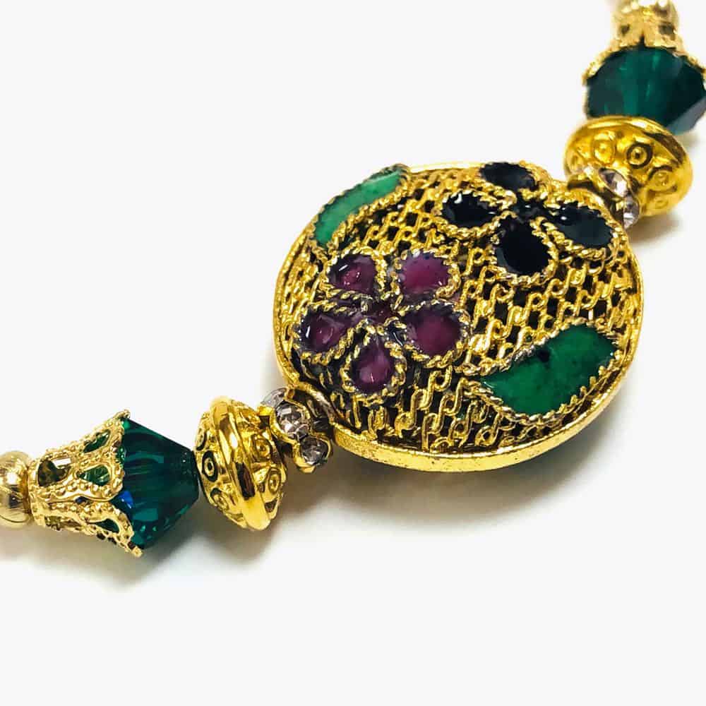 Golden Floral Beaded Bracelet