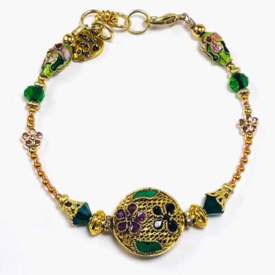 Golden Floral Beaded Bracelet - Art Filled Soul