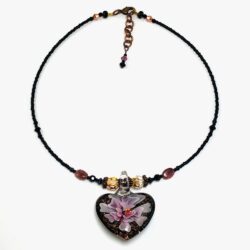 Black Floral Heart Choker
