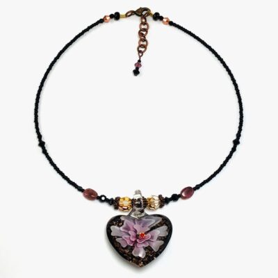 Black Floral Heart Choker